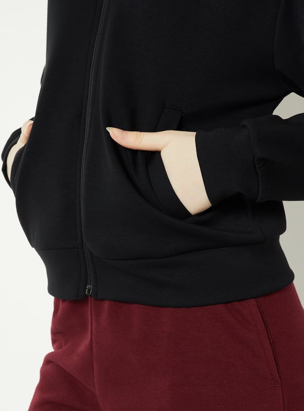 Women Boxy Fit Sold Sports Jacket