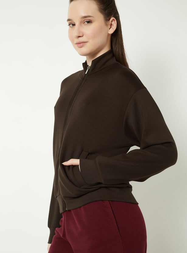 Women Boxy Fit Sold Sports Jacket