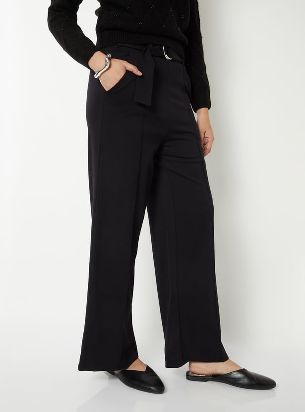 BOTTOMS – Cornier Super140's WOOL SILK NEP BELTED PANTS