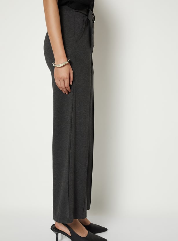 Women Wide Leg Belted Trousers