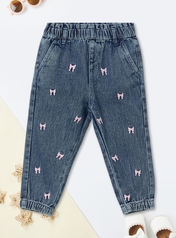 Girls Embroidered Slim Fit Jeans