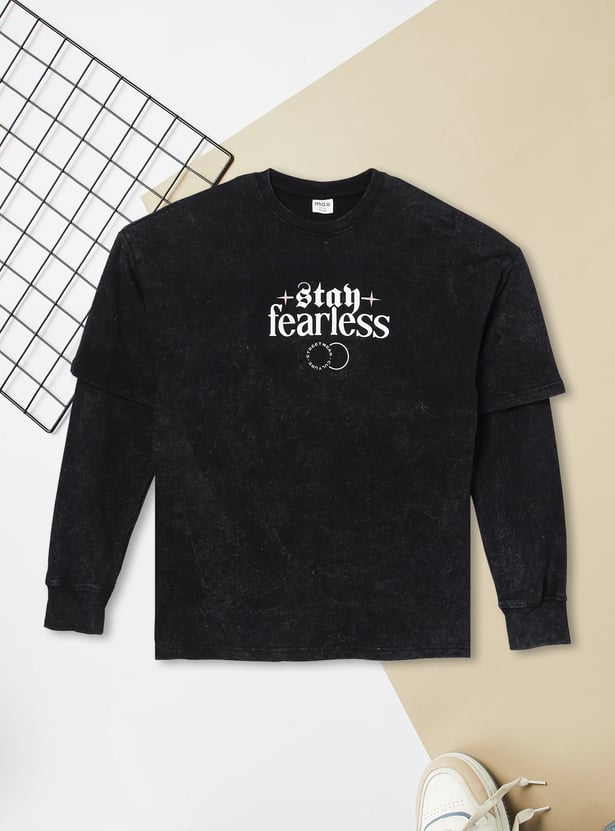 Boys Printed Layered Oversized T-shirt