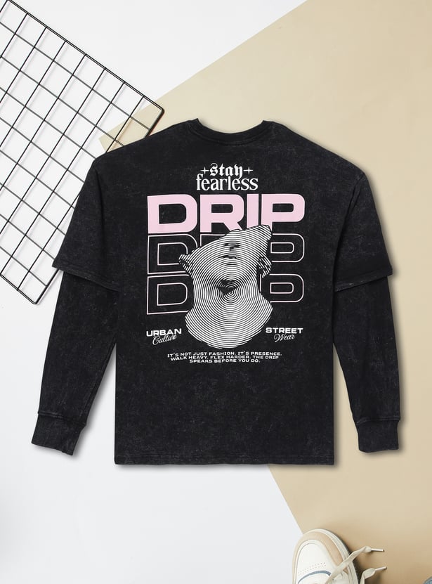 Boys Printed Layered Oversized T-shirt