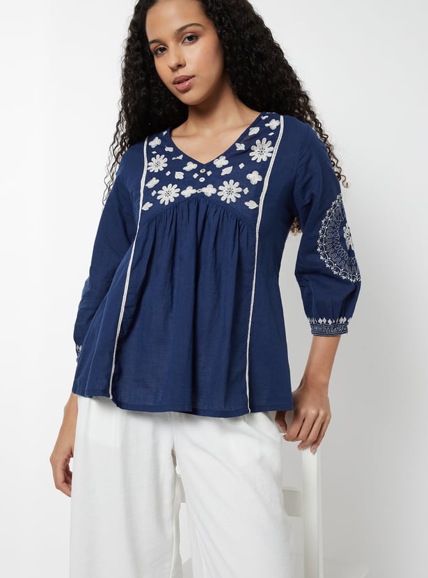 Women Embroidered A-line Tunic