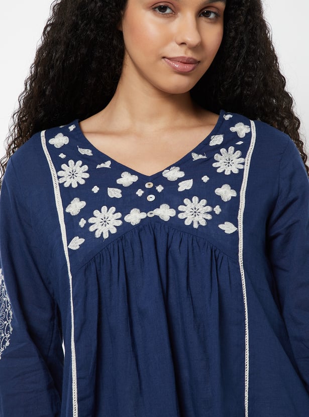 Women Embroidered A-line Tunic