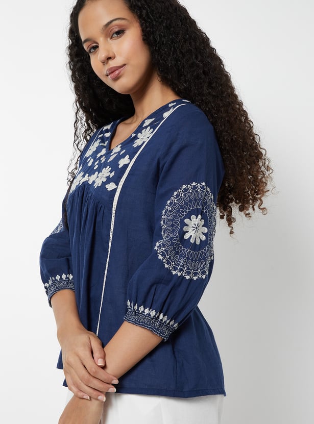 Women Embroidered A-line Tunic