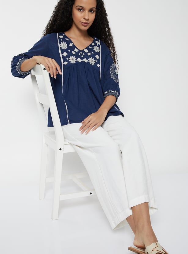 Women Embroidered A-line Tunic