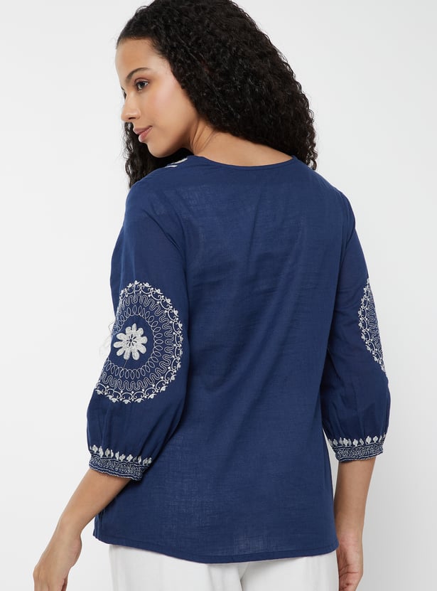 Women Embroidered A-line Tunic