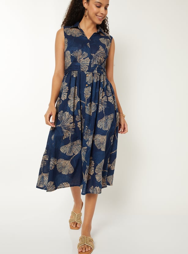 Women Printed A-line Midi Dress