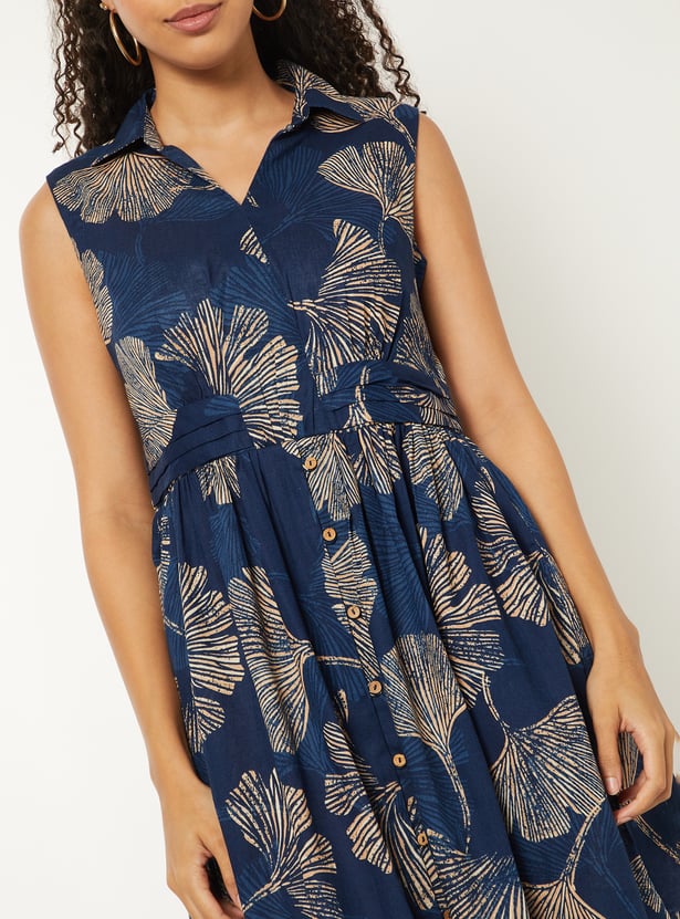 Women Printed A-line Midi Dress