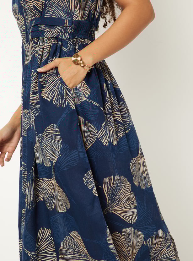 Women Printed A-line Midi Dress