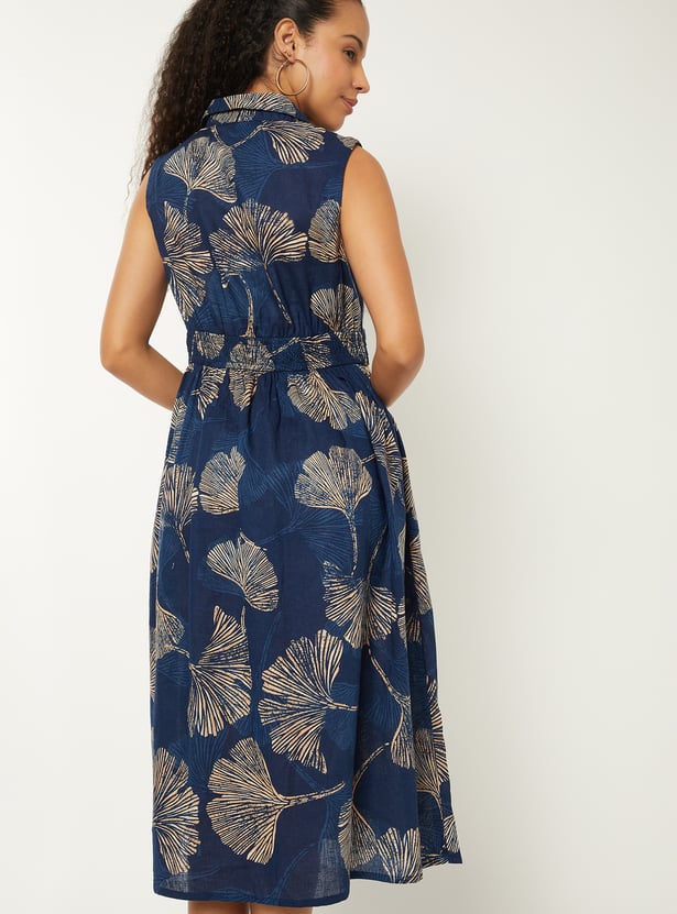 Women Printed A-line Midi Dress
