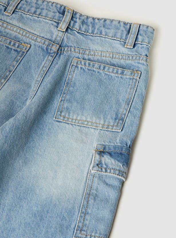 Boys Washed Cargo Jeans