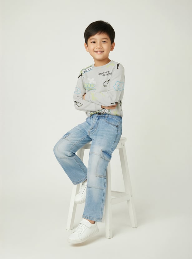 Boys Washed Cargo Jeans