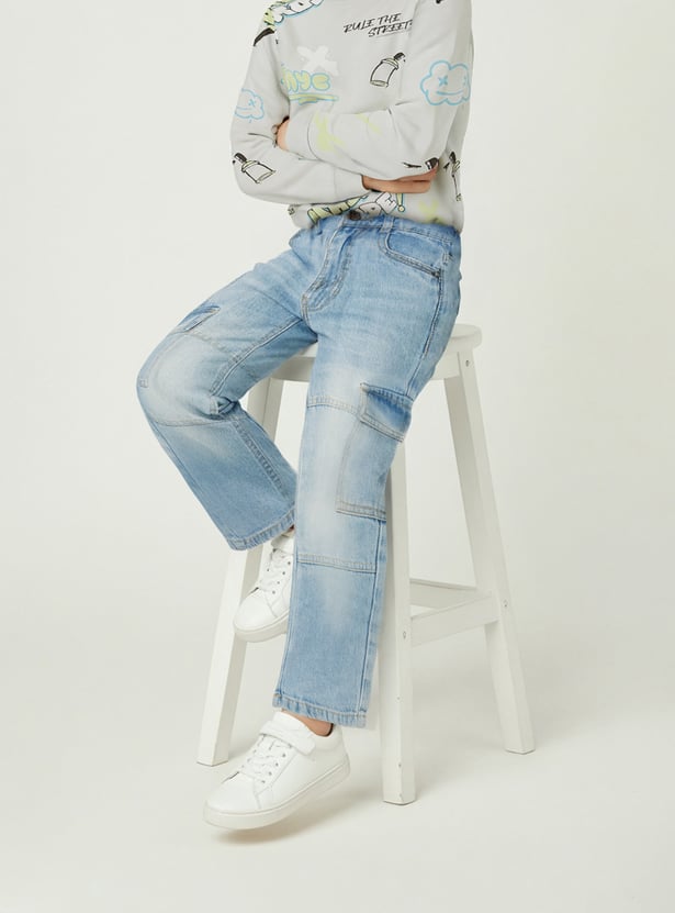 Boys Washed Cargo Jeans