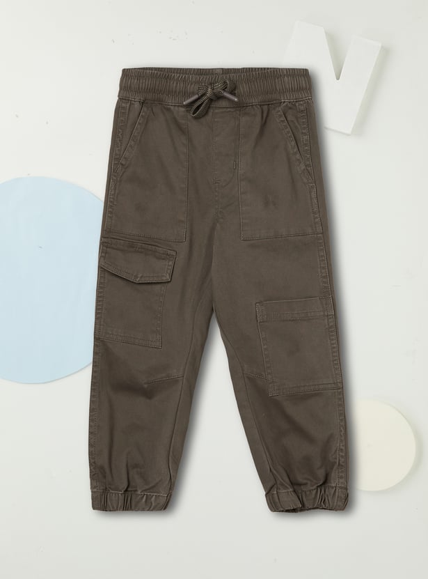 Boys Solid Cargo Joggers