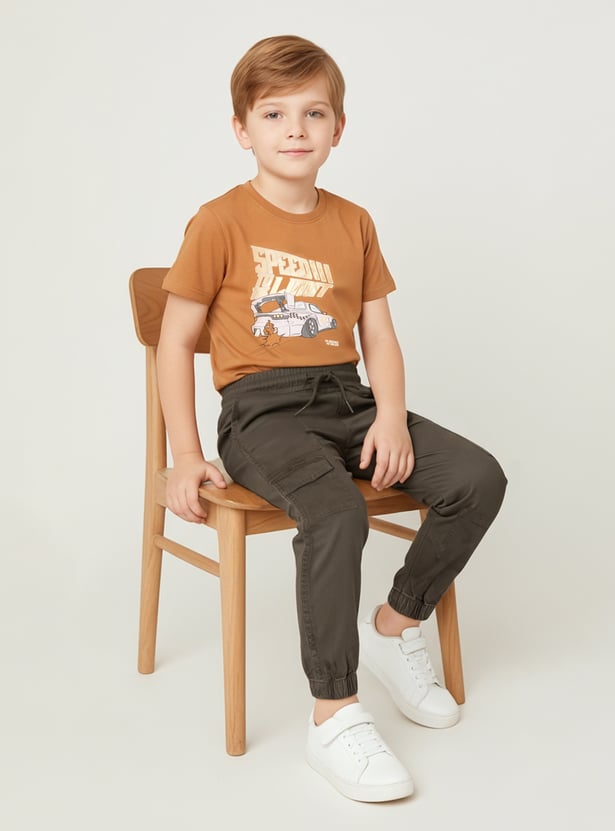 Boys Solid Cargo Joggers