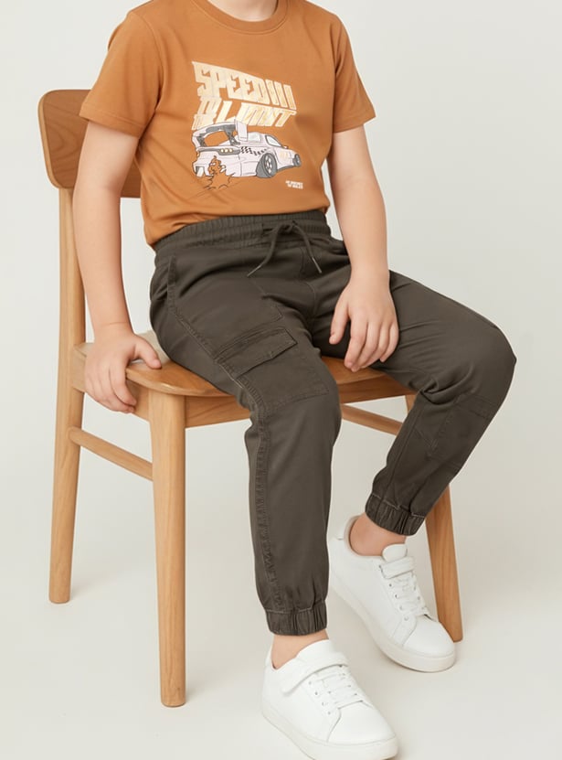 Boys Solid Cargo Joggers