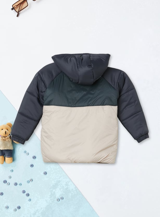 Boys Colourblock Hooded Bomber Jacket