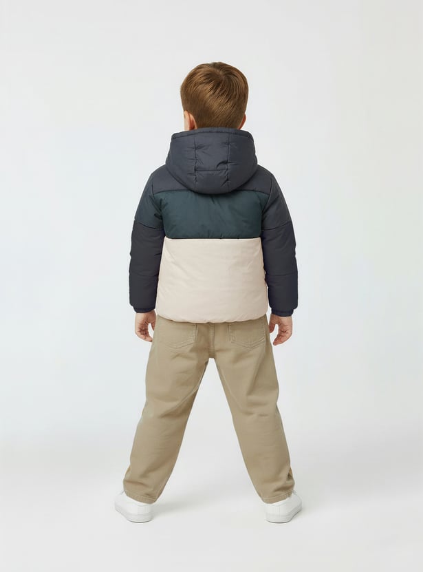 Boys Colourblock Hooded Bomber Jacket