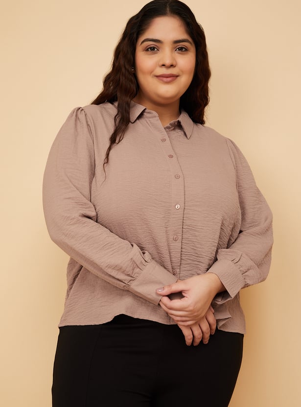 Women Textured Shirt Style Top