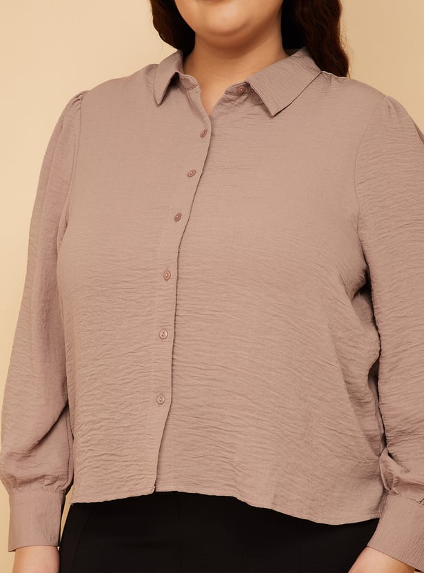 Women Textured Shirt Style Top