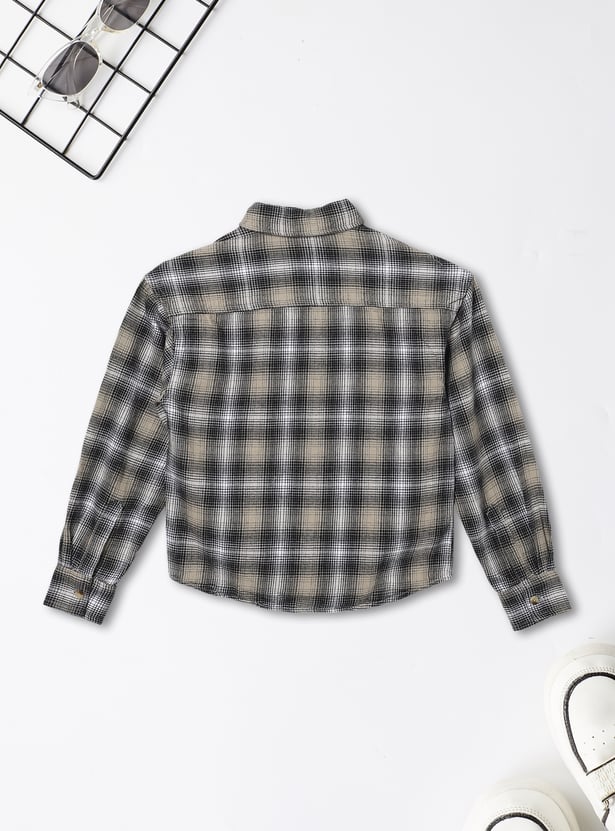 Boys Checked Regular Fit Flannel Shirt