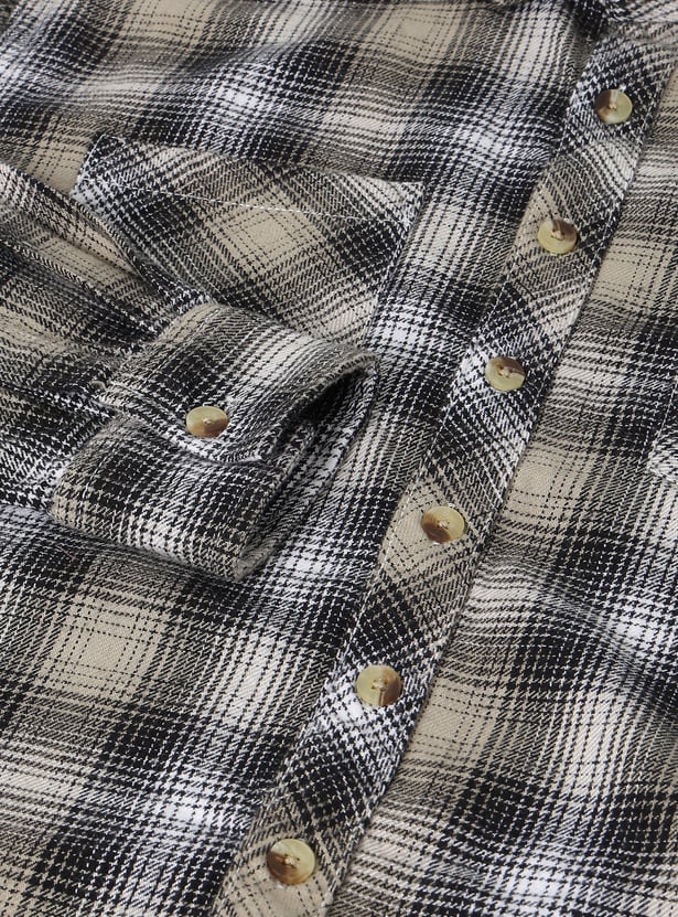 Boys Checked Regular Fit Flannel Shirt