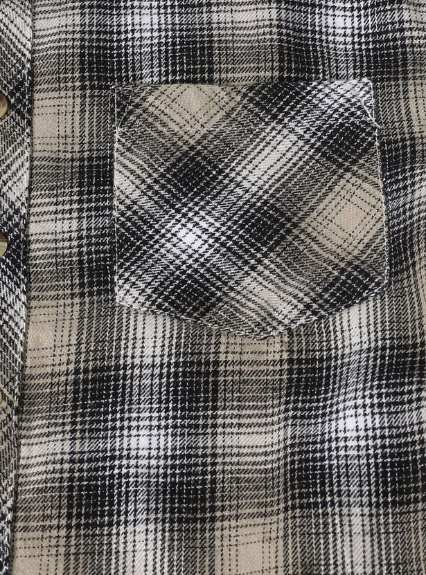 Boys Checked Regular Fit Flannel Shirt