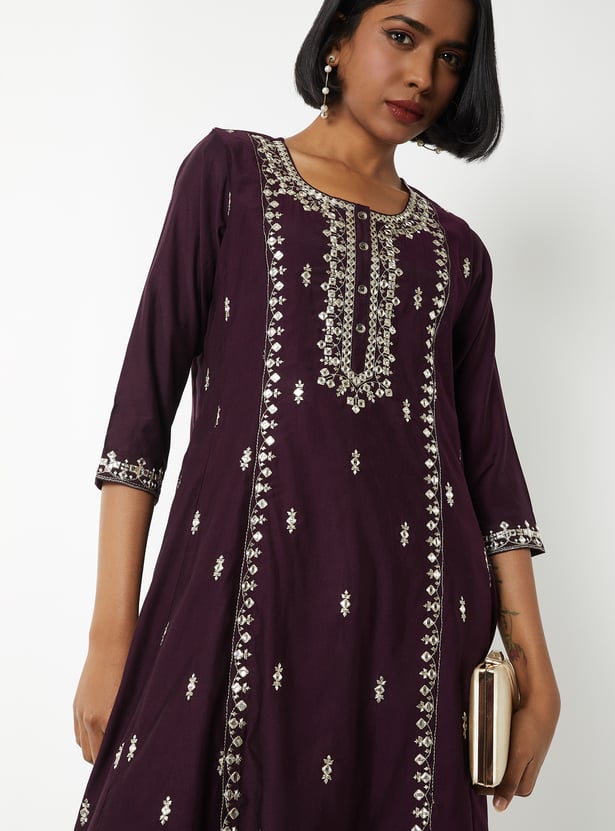 Women Embroidered A-line Kurta