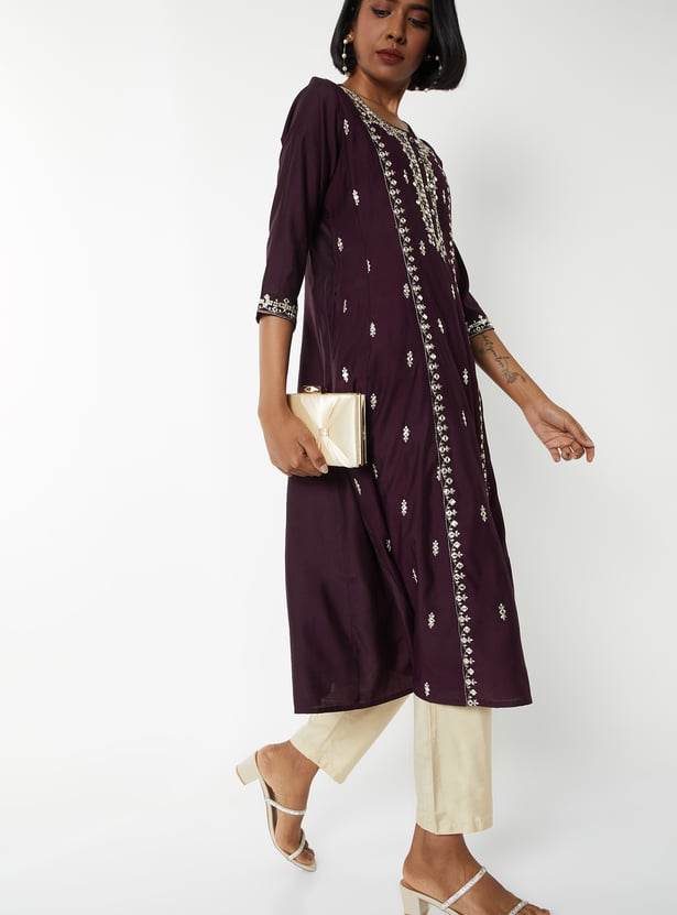 Women Embroidered A-line Kurta