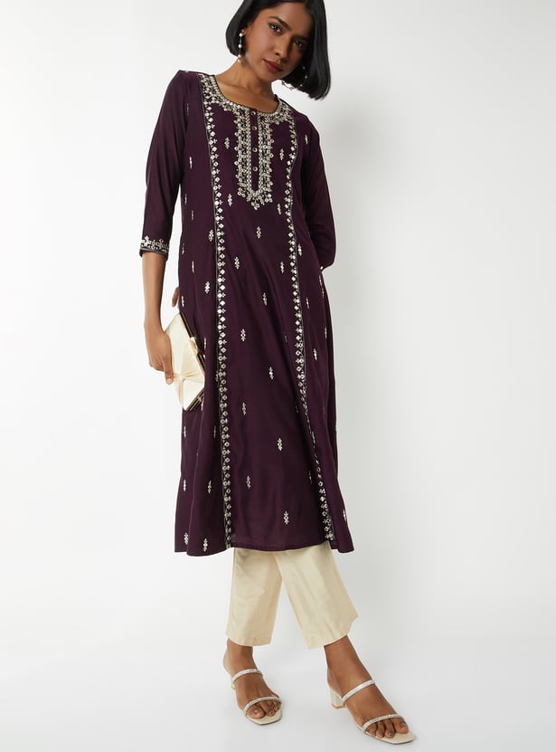 Women Embroidered A-line Kurta