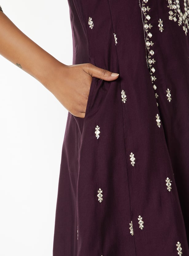 Women Embroidered A-line Kurta