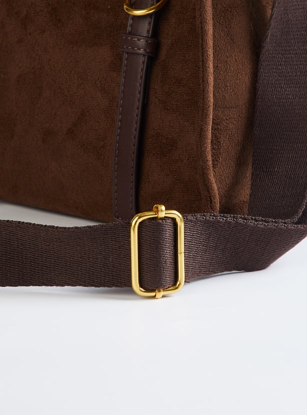 Women Faux Suede Sling Bag