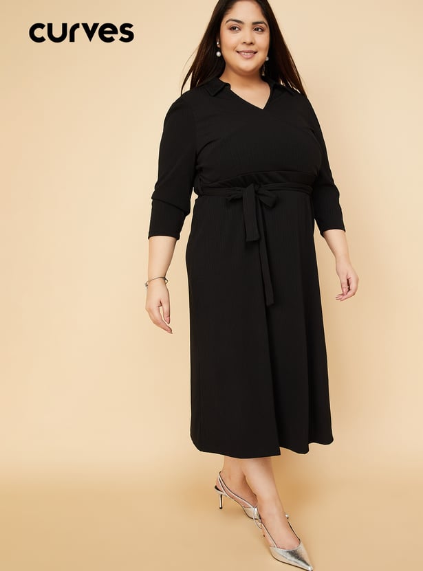 Women Solid Wrap Dress