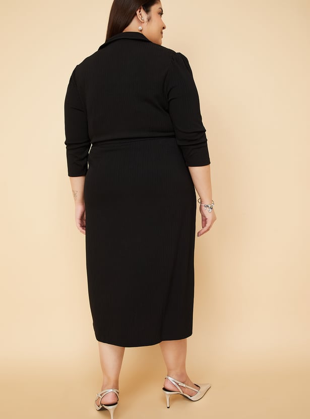 Women Solid Wrap Dress