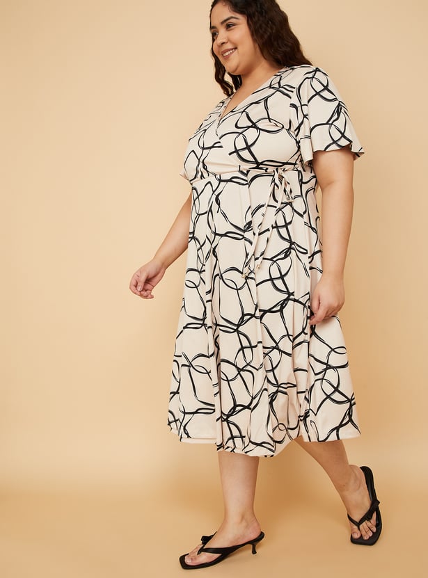 Women Printed Wrap Dress