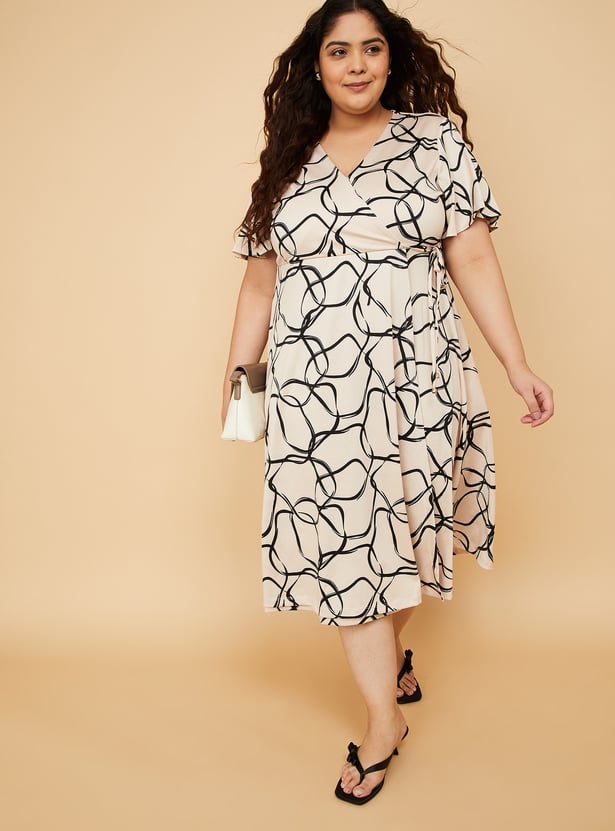 Women Printed Wrap Dress