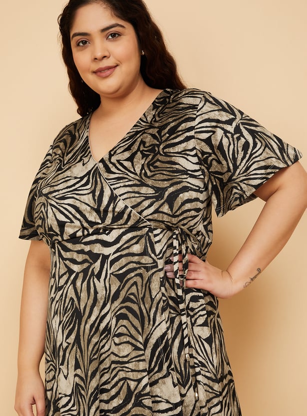 Women Printed Wrap Dress