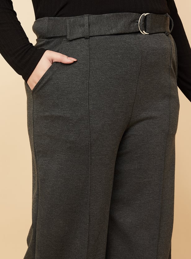 Women Wide Leg Belted Trousers