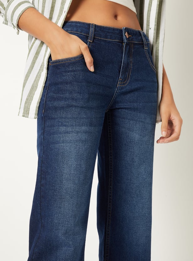 Buy Women Washed Kick Flare Jeans Online at just