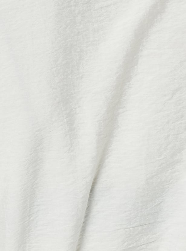 Women Textured Tie-up Waist Shirt