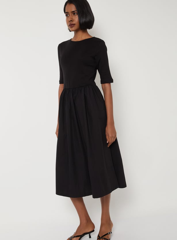 Women Solid Fit & Flare Dress