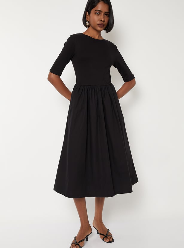 Women Solid Fit & Flare Dress