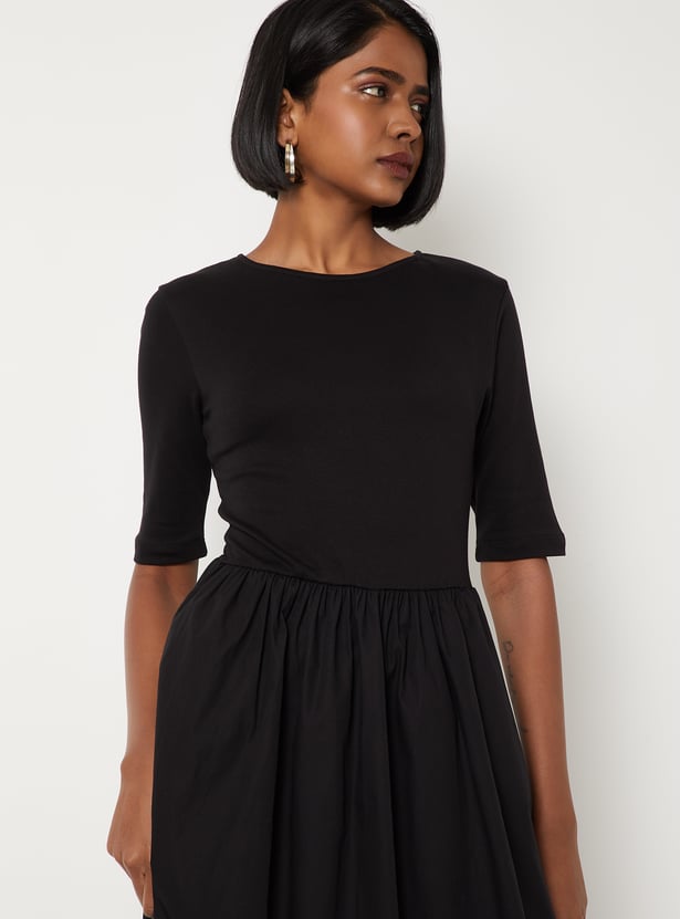 Women Solid Fit & Flare Dress