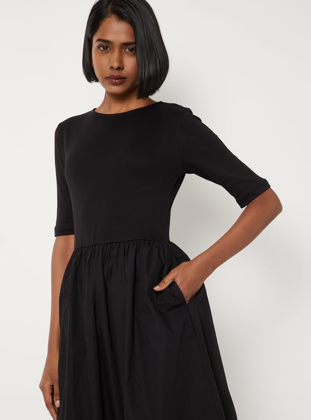 Women Solid Fit & Flare Dress