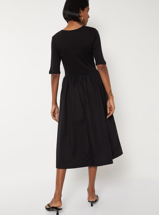 Women Solid Fit & Flare Dress