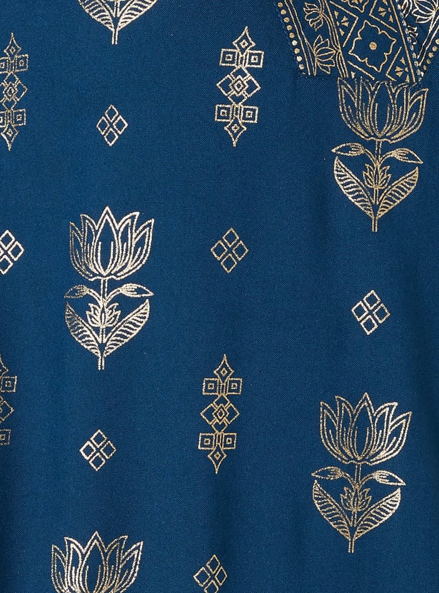 Women Foil Print Straight Kurta