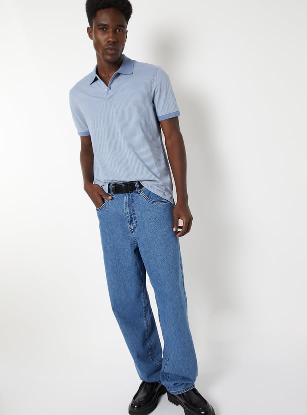 Men Striped Polo T-shirt