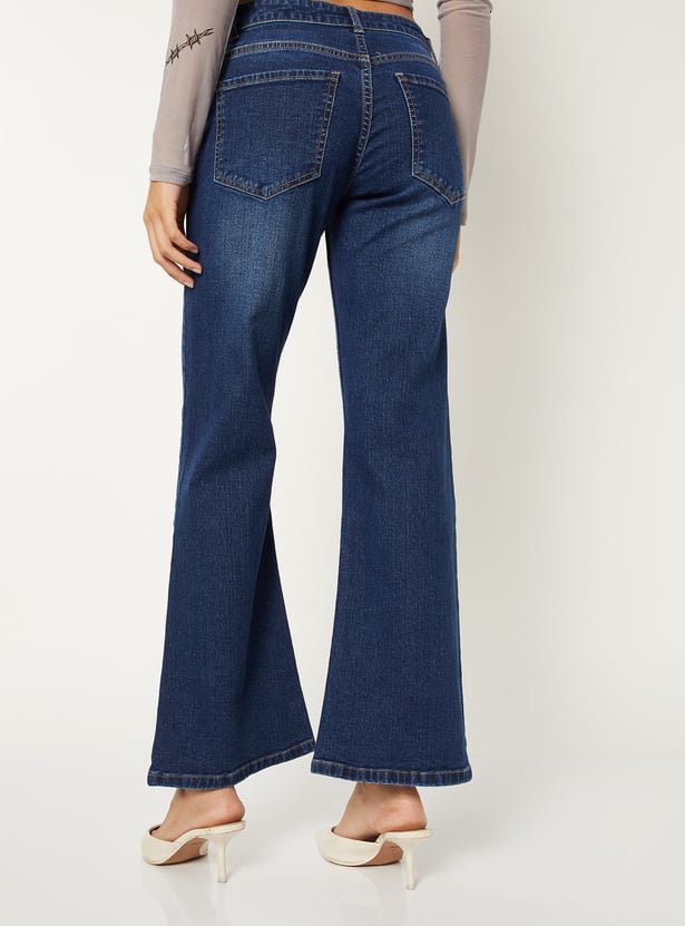 Buy Women Washed Kick Flare Jeans Online at just